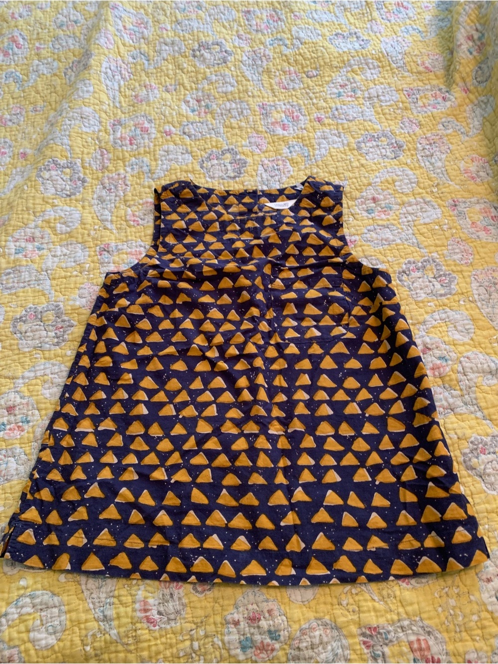 TOAST blue and yellow cotton sleeveless shirt